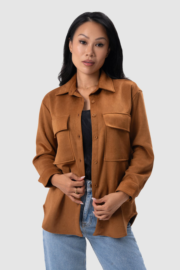 Women's Brown chamois shirts jacket